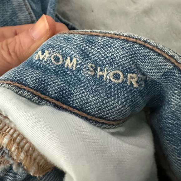 AE High Rise Denim Mom Shorts Distressed - Picture 7 of 14